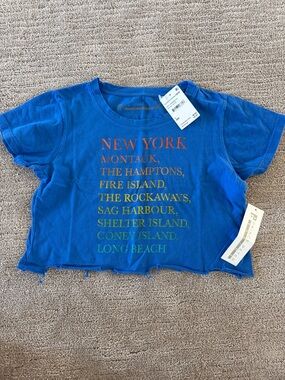 NWT Girl Prince Peter Collection Blue Crop Tee w/ Multicolor New York Text Sz L